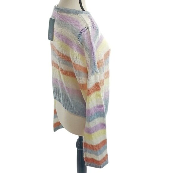 Wild Fable Sweater Womens Size M Multicolor Striped Knit Semi Cropped Casual - Picture 4 of 7